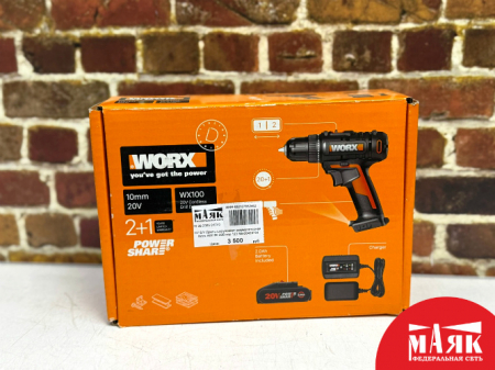 О7 Б/У Дрель-шуруповерт аккумуляторная Worx WX100 20В кор 123 №e00428734 К-КРНАУХОВ (СЕНТЯБРЬ25)