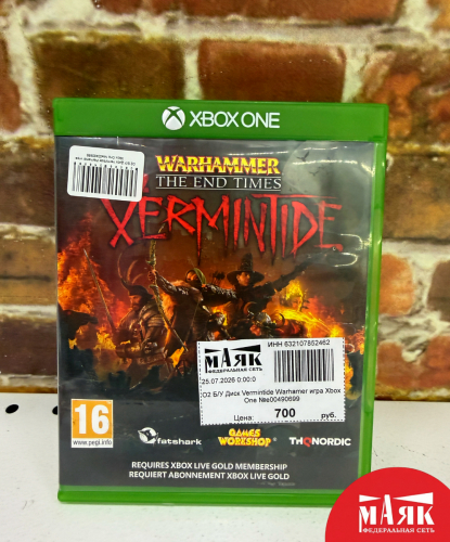 О2 Б/У Диск Vermintide Warhamer игра Xbox One №e00490699